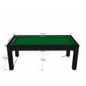 Billard Arizona 7 pieds convertible en table à manger 8 personnes Coloris noir boisé tapis vert De Faugères