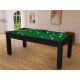 Billard Arizona 7 pieds convertible en table à manger 8 personnes Coloris noir boisé tapis vert De Faugères A005A017A029A079