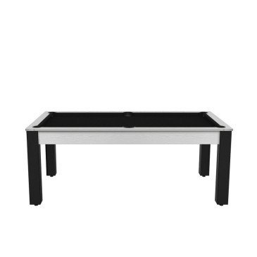 Billard Arizona 7 pieds convertible en table à manger 8 personnes Coloris blanc boisé tapis noir De Faugères A002A021A033A073