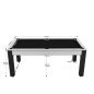 Billard Arizona 7 pieds convertible en table à manger 8 personnes Coloris blanc boisé tapis noir De Faugères