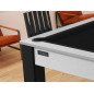 Billard Arizona 7 pieds convertible en table à manger 8 personnes Coloris blanc boisé tapis noir De Faugères