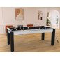 Billard Arizona 7 pieds convertible en table à manger 8 personnes Coloris blanc boisé tapis noir De Faugères
