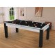 Billard Arizona 7 pieds convertible en table à manger 8 personnes Coloris blanc boisé tapis noir De Faugères A002A021A033A073