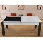 Billard Arizona 7 pieds convertible en table à manger 8 personnes Coloris blanc boisé tapis noir De Faugères
