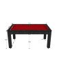 Billard Arizona 7 pieds convertible en table à manger 8 personnes Coloris noir boisé tapis rouge De Faugères Billard Arizona 7 pieds convertible en table à manger 8 personnes Coloris noir boisé tapis rouge De Faugères
