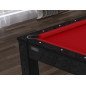 Billard Arizona 7 pieds convertible en table à manger 8 personnes Coloris noir boisé tapis rouge De Faugères Billard Arizona 7 pieds convertible en table à manger 8 personnes Coloris noir boisé tapis rouge De Faugères