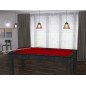 Billard Arizona 7 pieds convertible en table à manger 8 personnes Coloris noir boisé tapis rouge De Faugères Billard Arizona 7 pieds convertible en table à manger 8 personnes Coloris noir boisé tapis rouge De Faugères