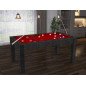Billard Arizona 7 pieds convertible en table à manger 8 personnes Coloris noir boisé tapis rouge De Faugères Billard Arizona 7 pieds convertible en table à manger 8 personnes Coloris noir boisé tapis rouge De Faugères