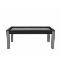 Billard Arizona 7 pieds convertible en table à manger 8 personnes Coloris noir grainé tapis gris De Faugères A006A021A032A076