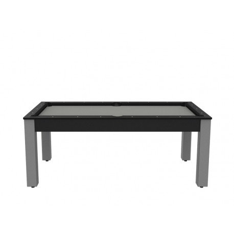 Billard Arizona 7 pieds convertible en table à manger 8 personnes Coloris noir grainé tapis gris De Faugères A006A021A032A076