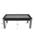 Billard Arizona 7 pieds convertible en table à manger 8 personnes Coloris noir grainé tapis gris De Faugères
