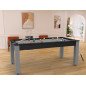 Billard Arizona 7 pieds convertible en table à manger 8 personnes Coloris noir grainé tapis gris De Faugères