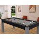 Billard Arizona 7 pieds convertible en table à manger 8 personnes Coloris noir grainé tapis gris De Faugères A006A021A032A076