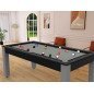 Billard Arizona 7 pieds convertible en table à manger 8 personnes Coloris noir grainé tapis gris De Faugères