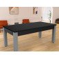 Billard Arizona 7 pieds convertible en table à manger 8 personnes Coloris noir grainé tapis gris De Faugères