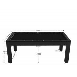 Billard Arizona 7 pieds convertible en table à manger 8 personnes Coloris noir grainé tapis noir De Faugères