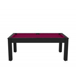 Billard Arizona 7 pieds convertible en table à manger 8 personnes Coloris noir grainé tapis prune De Faugères A006A022A034A073