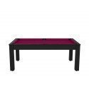 Billard Arizona 7 pieds convertible en table à manger 8 personnes Coloris noir grainé tapis prune De Faugères A006A022A034A073