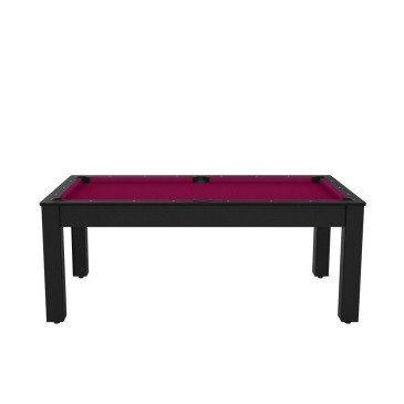 Billard Arizona 7 pieds convertible en table à manger 8 personnes Coloris noir grainé tapis prune De Faugères A006A022A034A073