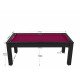 Billard Arizona 7 pieds convertible en table à manger 8 personnes Coloris noir grainé tapis prune De Faugères A006A022A034A073