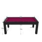 Billard Arizona 7 pieds convertible en table à manger 8 personnes Coloris noir grainé tapis prune De Faugères