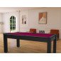 Billard Arizona 7 pieds convertible en table à manger 8 personnes Coloris noir grainé tapis prune De Faugères