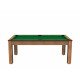 Billard Arizona 7 pieds convertible en table à manger 8 personnes Coloris hêtre boisé tapis vert De Faugères A007A017A029A077