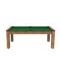 Billard Arizona 7 pieds convertible en table à manger 8 personnes Coloris hêtre boisé tapis vert De Faugères A007A017A029A077
