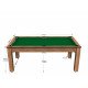 Billard Arizona 7 pieds convertible en table à manger 8 personnes Coloris hêtre boisé tapis vert De Faugères A007A017A029A077