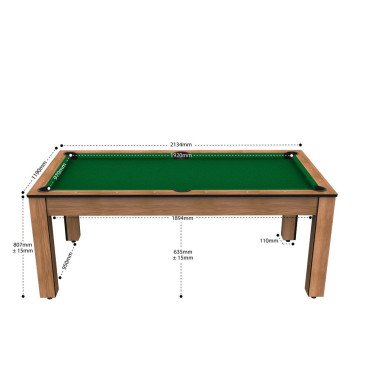 Billard Arizona 7 pieds convertible en table à manger 8 personnes Coloris hêtre boisé tapis vert De Faugères A007A017A029A077