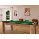 Billard Arizona 7 pieds convertible en table à manger 8 personnes Coloris hêtre boisé tapis vert De Faugères A007A017A029A077