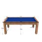 Billard Arizona 7 pieds convertible en table à manger 8 personnes Coloris hêtre boisé tapis bleu De Faugères