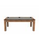 Billard Arizona 7 pieds convertible en table à manger 8 personnes Coloris hêtre boisé tapis gris De Faugères A007A020A032A077