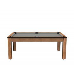 Billard Arizona 7 pieds convertible en table à manger 8 personnes Coloris hêtre boisé tapis gris De Faugères A007A020A032A077