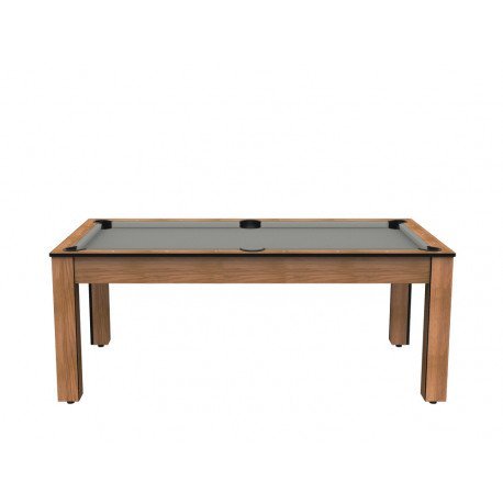 Billard Arizona 7 pieds convertible en table à manger 8 personnes Coloris hêtre boisé tapis gris De Faugères A007A020A032A077