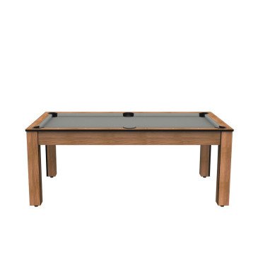Billard Arizona 7 pieds convertible en table à manger 8 personnes Coloris hêtre boisé tapis gris De Faugères A007A020A032A077