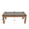 Billard Arizona 7 pieds convertible en table à manger 8 personnes Coloris hêtre boisé tapis gris De Faugères