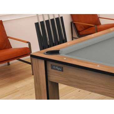 Billard Arizona 7 pieds convertible en table à manger 8 personnes Coloris hêtre boisé tapis gris De Faugères A007A020A032A077