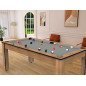Billard Arizona 7 pieds convertible en table à manger 8 personnes Coloris hêtre boisé tapis gris De Faugères
