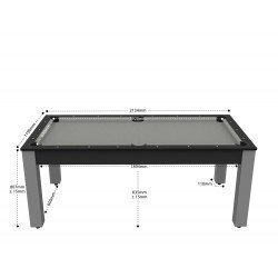 Billard Arizona 7 pieds convertible en table à manger 8 personnes Coloris carbone tapis gris De Faugères