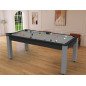 Billard Arizona 7 pieds convertible en table à manger 8 personnes Coloris carbone tapis gris De Faugères Billard Arizona 7 pieds convertible en table à manger 8 personnes Coloris carbone tapis gris De Faugères