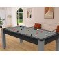 Billard Arizona 7 pieds convertible en table à manger 8 personnes Coloris carbone tapis gris De Faugères Billard Arizona 7 pieds convertible en table à manger 8 personnes Coloris carbone tapis gris De Faugères