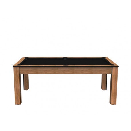 Billard Arizona 7 pieds convertible en table à manger 8 personnes Coloris hêtre boisé tapis noir De Faugères A007A021A033A077