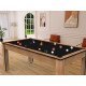 Billard Arizona 7 pieds convertible en table à manger 8 personnes Coloris hêtre boisé tapis noir De Faugères A007A021A033A077