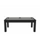 Billard Arizona 7 pieds convertible en table à manger 8 personnes Coloris noir grainé tapis gris De Faugères A006A020A032A073