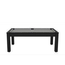 Billard Arizona 7 pieds convertible en table à manger 8 personnes Coloris noir grainé tapis gris De Faugères A006A020A032A073