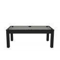 Billard Arizona 7 pieds convertible en table à manger 8 personnes Coloris noir grainé tapis gris De Faugères A006A020A032A073