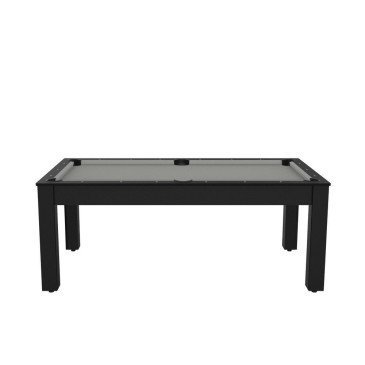 Billard Arizona 7 pieds convertible en table à manger 8 personnes Coloris noir grainé tapis gris De Faugères A006A020A032A073