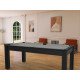 Billard Arizona 7 pieds convertible en table à manger 8 personnes Coloris noir grainé tapis gris De Faugères A006A020A032A073