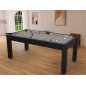 Billard Arizona 7 pieds convertible en table à manger 8 personnes Coloris noir grainé tapis gris De Faugères